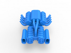 Engine V8 with double Potvin Supercharger Scale 1 to 25 3D Baskı Modeli