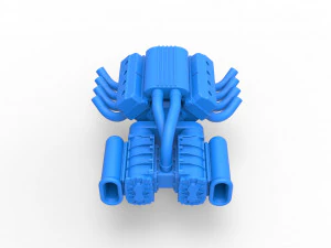 Engine V8 with double Potvin Supercharger Scale 1 to 25 3D Print Model