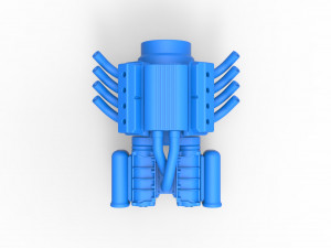 Engine V8 with double Potvin Supercharger Scale 1 to 25 3D Baskı Modeli
