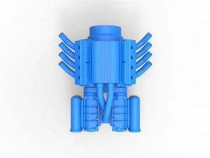 Engine V8 with double Potvin Supercharger Scale 1 to 25 3D Print Model