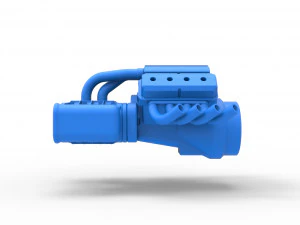 Engine V8 with double Potvin Supercharger Scale 1 to 25 3D Print Model