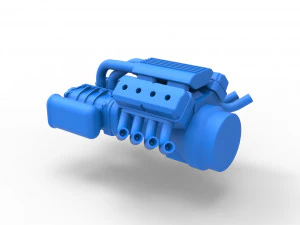 Engine V8 with double Potvin Supercharger Scale 1 to 25 3D Print Model