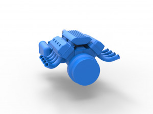 Engine V8 with double Potvin Supercharger Scale 1 to 25 3D Baskı Modeli
