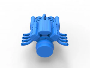 Engine V8 with double Potvin Supercharger Scale 1 to 25 3D Print Model