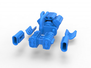 Engine V8 with double Potvin Supercharger Scale 1 to 25 3D Baskı Modeli