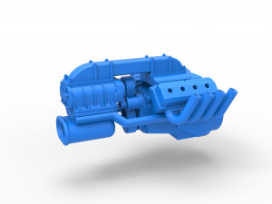 Engine V8 for vintage dragster Version 3 Scale 1 to 25 3D-printmodel