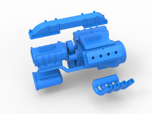 Engine V8 for vintage dragster Version 3 Scale 1 to 25 3Dプリントモデル