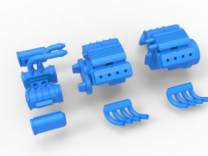 Engine 2 V8 Version 7 Scale 1 to 25 3Dプリントモデル