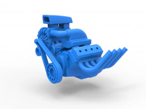 सेंट्रीफ्यूगल ब्लोअर स्केल 1 से 25 के साथ इंजन V8 3D प्रिंट मॉडल