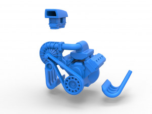 Engine V8 with Centrifugal blower Scale 1 to 25 Modèles 3D en vedette