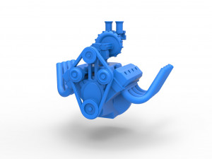 Engine V8 with Centrifugal blower Version 2 Scale 1 to 25 Model do druku 3D