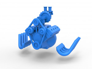 Engine V8 with Centrifugal blower Version 2 Scale 1 to 25 Model do druku 3D