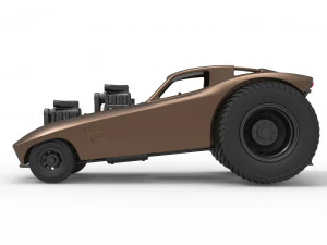 Pulling truck 2wd with Car shell Version 2 Scale 1 to 25 3D Print Model