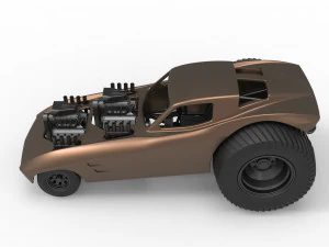 Pulling truck 2wd with Car shell Version 2 Scale 1 to 25 3D Print Model