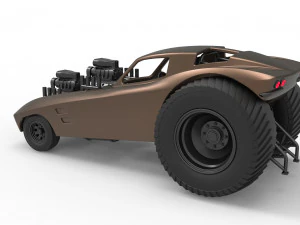 Pulling truck 2wd with Car shell Version 2 Scale 1 to 25 3D Print Model