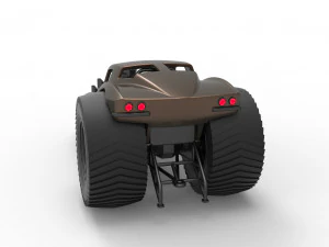 Pulling truck 2wd with Car shell Version 2 Scale 1 to 25 3D Print Model