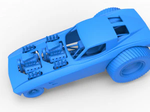Pulling truck 2wd with Car shell Version 2 Scale 1 to 25 3D Print Model