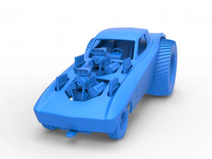 Pulling truck 2wd with Car shell Version 2 Scale 1 to 25 3D Print Model