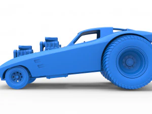 Pulling truck 2wd with Car shell Version 2 Scale 1 to 25 3D Print Model