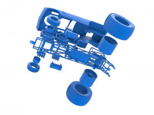 Pulling truck 2wd with Car shell Version 2 Scale 1 to 25 3D Print Model