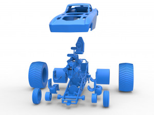 Pulling truck 2wd with Car shell Version 2 Scale 1 to 25 3D प्रिंट मॉडल