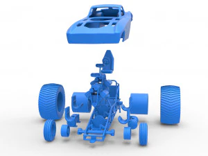 Pulling truck 2wd with Car shell Version 2 Scale 1 to 25 3D Print Model