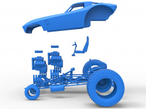 Pulling truck 2wd with Car shell Version 2 Scale 1 to 25 3D प्रिंट मॉडल