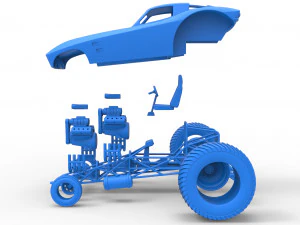 Pulling truck 2wd with Car shell Version 2 Scale 1 to 25 3D Print Model
