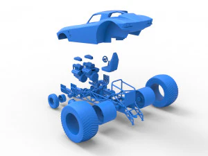Pulling truck 2wd with Car shell Version 2 Scale 1 to 25 3D Print Model