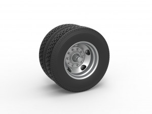 5 Hole double wheel of trailer Scale 1 to 25 3D Print Model