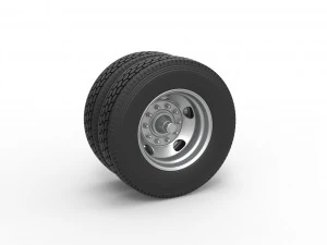 ट्रेलर का 5 छेद वाला दोहरा पहिया स्केल 1 से 25 3D प्रिंट मॉडल