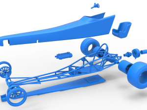 Dragster with Turbonique drag axle Scale 1 to 25 3D 프린트 모델