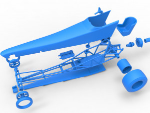 Dragster with Turbonique drag axle Scale 1 to 25 3D 프린트 모델