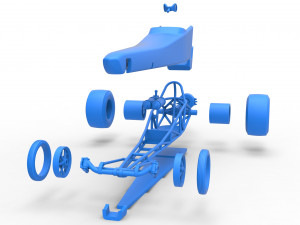Dragster with Turbonique drag axle Scale 1 to 25 3D 프린트 모델