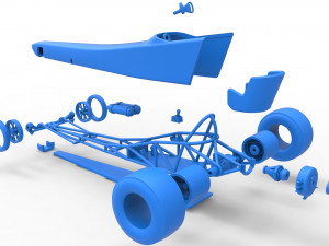 Dragster with Turbonique drag axle Scale 1 to 25 3D 프린트 모델