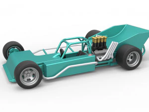 Supergemodificeerde raceauto met achtermotor, schaal 1 tot 25 3D printmodel