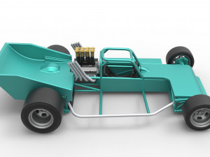 Supermodified rear engine race car Scale 1 to 25 3D Print Model