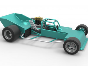 Supermodified rear engine race car Scale 1 to 25 3D Print Model