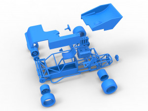 Supermodified rear engine race car Scale 1 to 25 3D Print Model