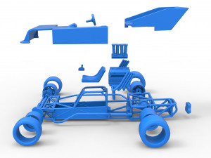 Supermodified rear engine race car Scale 1 to 25 3D Print Model