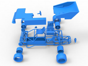 Supermodified rear engine race car Scale 1 to 25 3D Print Model
