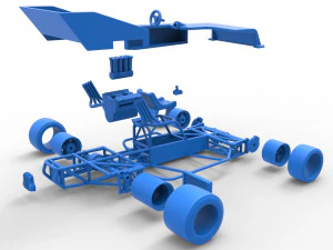 Supermodified rear engine race car Scale 1 to 25 3D Print Model