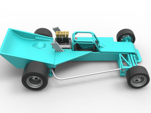 Supermodified rear engine race car Version 2 Scale 1 to 25 3D प्रिंट मॉडल