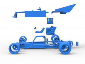 Supermodified rear engine race car Version 2 Scale 1 to 25 3D प्रिंट मॉडल