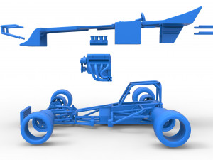 Supermodified front engine race car Scale 1 to 25 3D Print Model