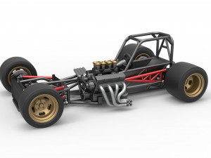 Supermodified front engine race car Base Scale 1 to 25 3D Print Model