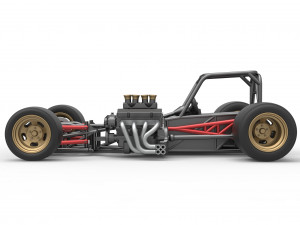 Supermodified front engine race car Base Scale 1 to 25 3D Принт Модель