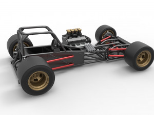 Supermodified front engine race car Base Scale 1 to 25 3D Принт Модель