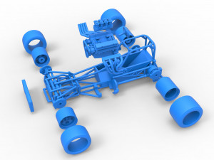 Supermodified front engine race car Base Scale 1 to 25 3D Принт Модель