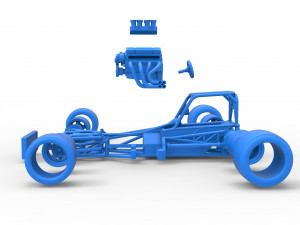 Supermodified front engine race car Base Scale 1 to 25 3D Принт Модель